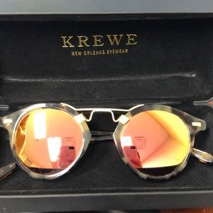 Krewe rose gold mirror round sunglasses